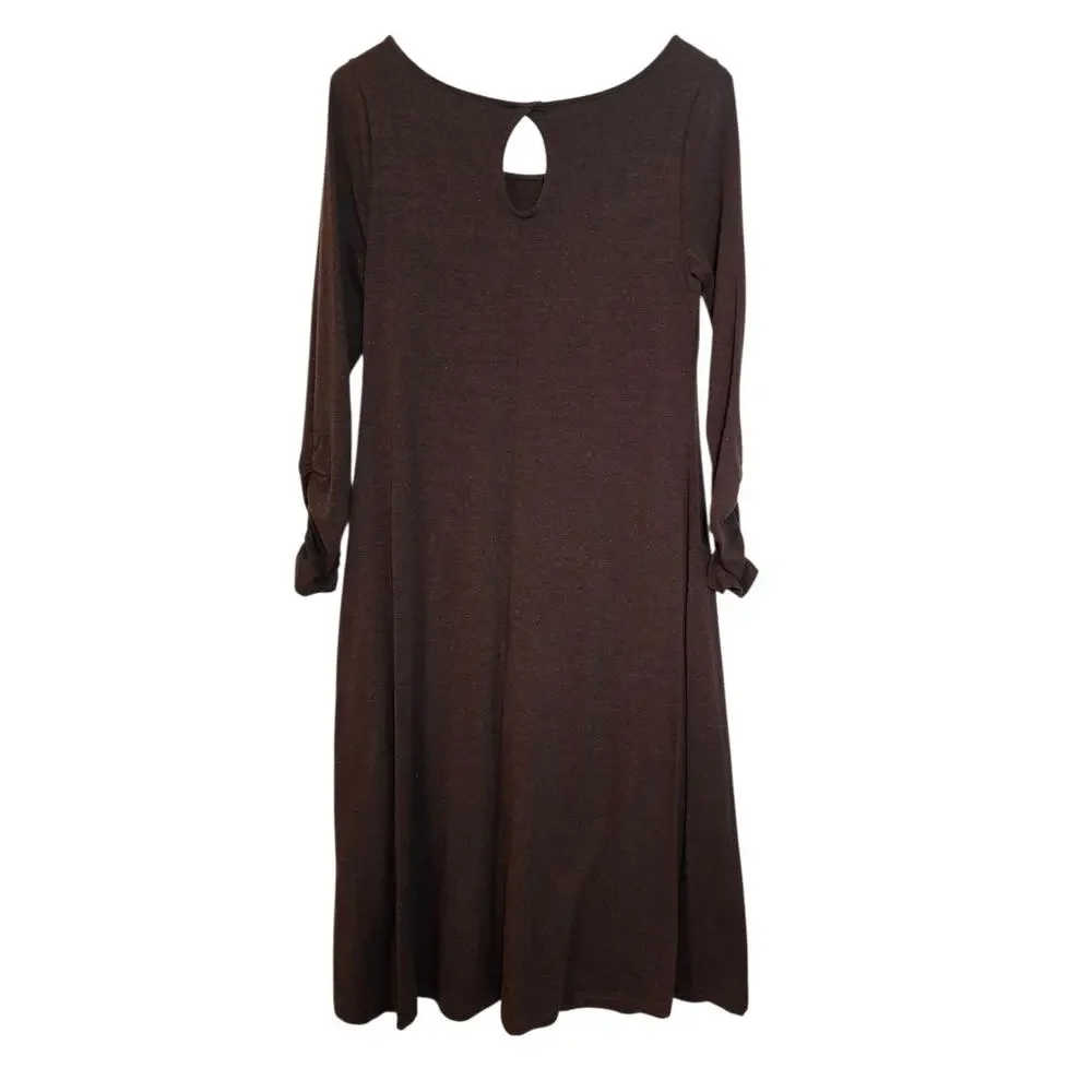 Soft Surroundings Heather Brown Espresso Boho Lagenlook Annette Long Dress